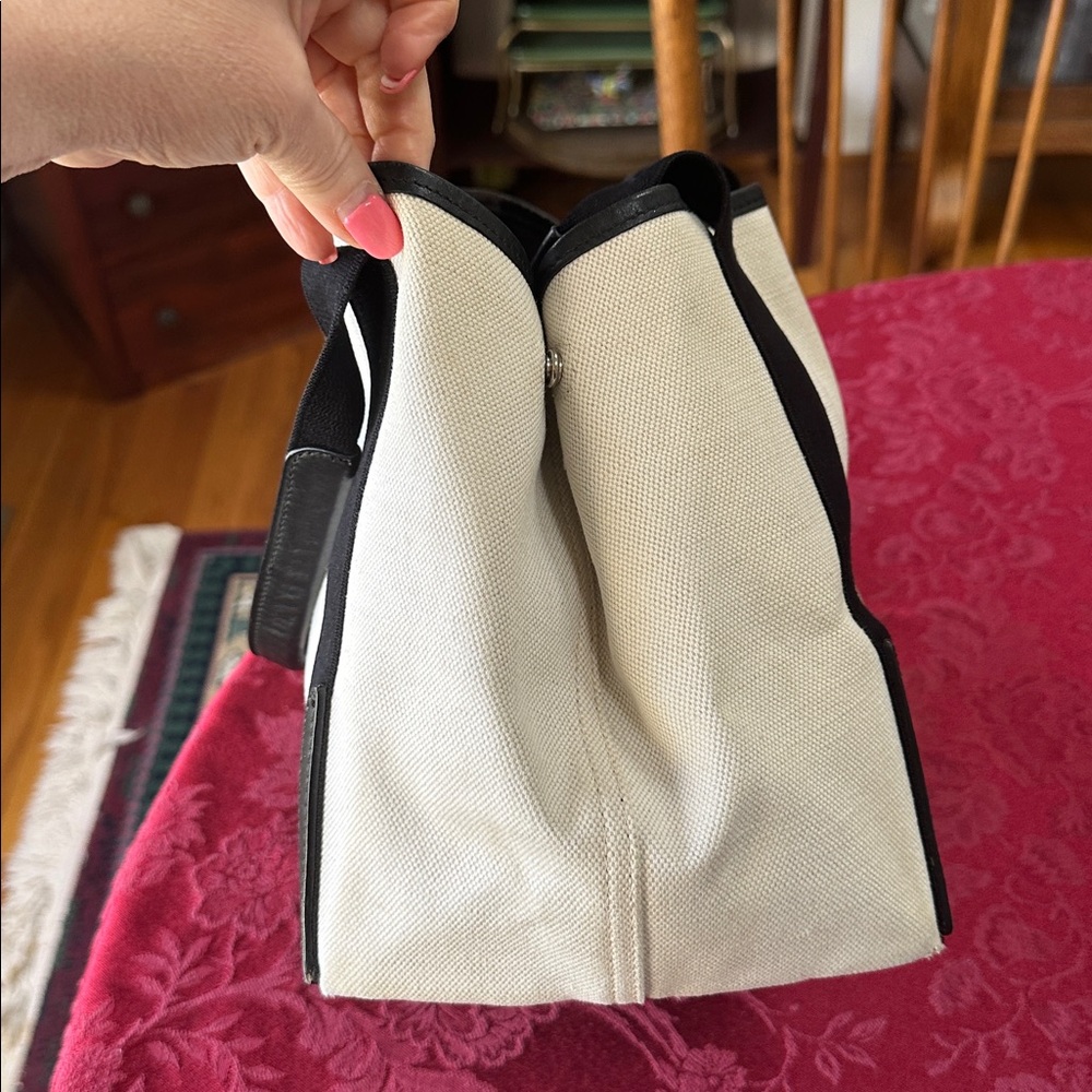 Balenciaga Black Leather & Cream Canvas Tote Bag & Zip Pouch - Picture 3 of 12